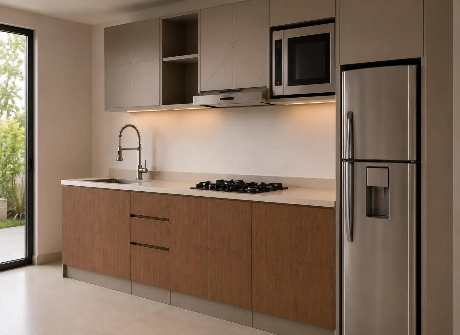 Cocina modular instalada, vista general