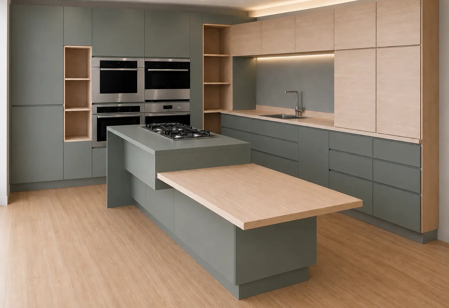 Cocina modular con isla, vista general